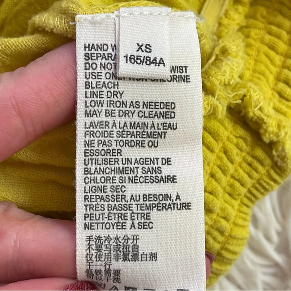 We the Free People Dancing Till Dawn Smocked Off The Shoulder crop Top yellow XS - Picture 8 of 10